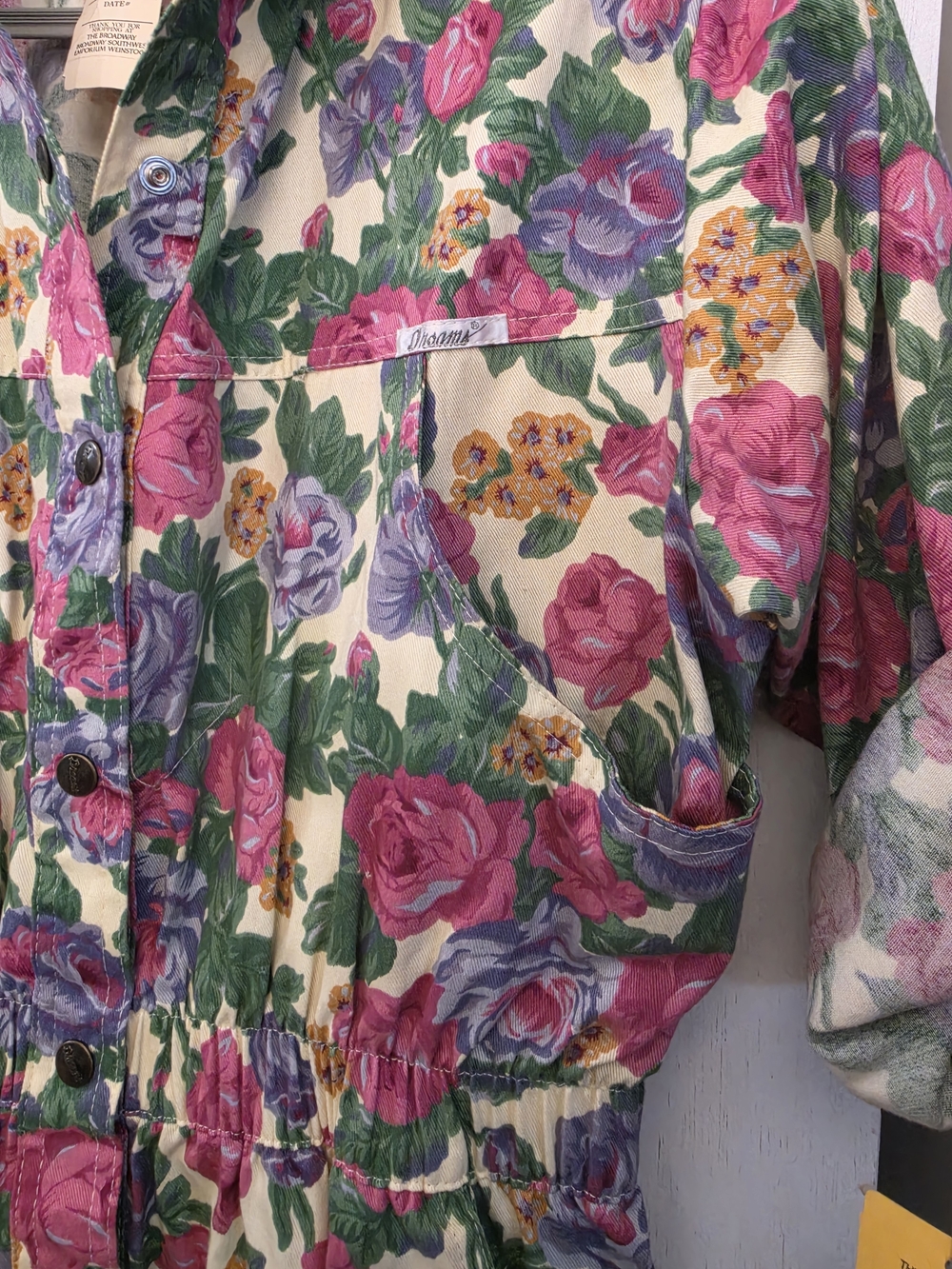 80's NWT 100% Cotton VTG Floral Jumpsuit Sz L - Picture 11 of 16